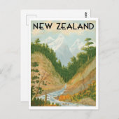 Neuseeland mit Vintage-Reisestil Postkarte (Vorne/Hinten)