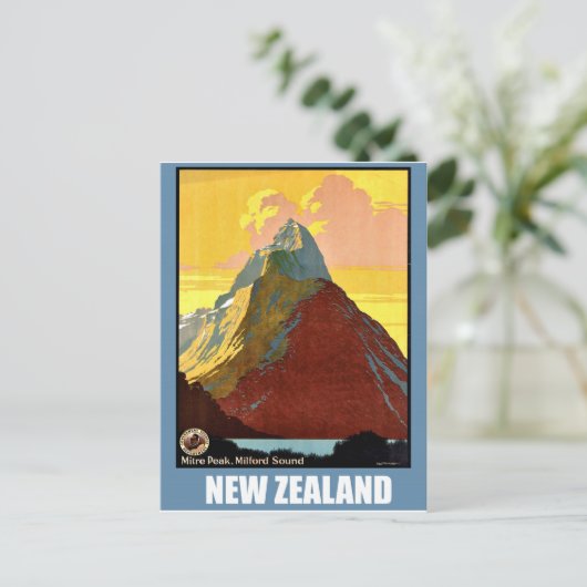 Neuseeland, Miter Peak, Berg Postkarte (Stehend Vorderseite)
