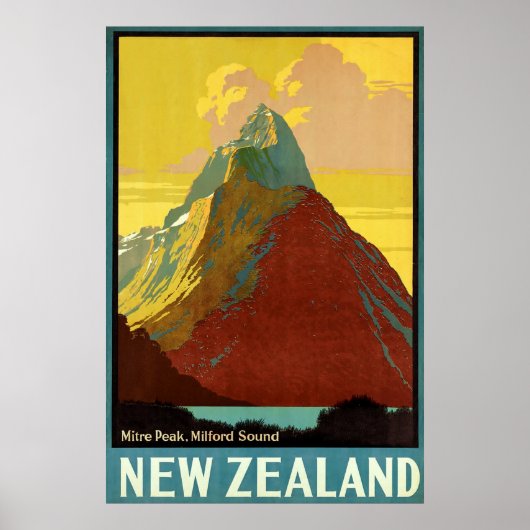 Neuseeland ~ Miter Peak Leinwand. Poster (Vorne)