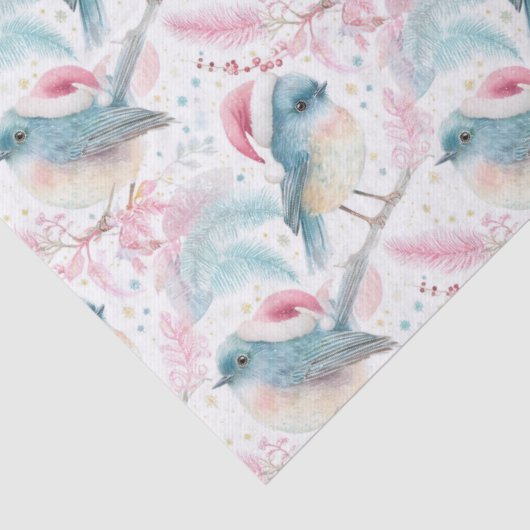 Neuseeland North Island Robin Pattern Weihnachten Seidenpapier (Detail)