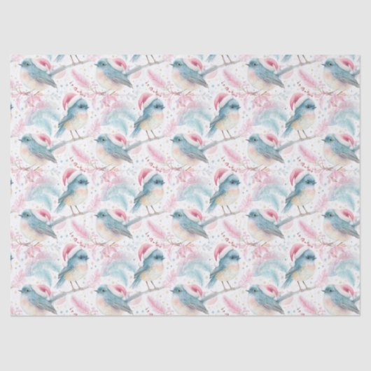 Neuseeland North Island Robin Pattern Weihnachten Seidenpapier (Vorderseite)