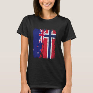 Neuseeland Norwegen Halbe Flagge Neuseeland Norweg T-Shirt