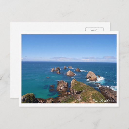 Neuseeland, Nugget Point Rock Circle, Urlaub Postkarte (Vorne/Hinten)