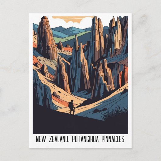 Neuseeland Putangirua PinnaclesReise Postkarte (Vorderseite)