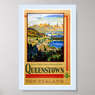 Neuseeland Queenstown Restauriertes Vintage-Plakat Poster