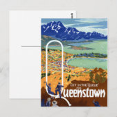 Neuseeland Queenstown Vintage Travel Poster Postkarte (Vorne/Hinten)