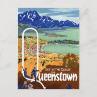 Neuseeland Queenstown Vintage Travel Poster