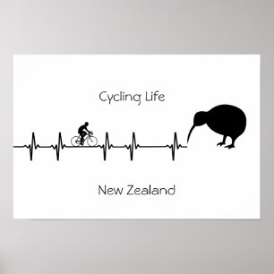 Neuseeland-Radfahren-Herzschlag Kiwi-Bike-Geschenk Poster