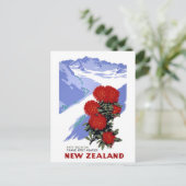 Neuseeland Rata Blossom Vintage Travel Poster Postkarte (Stehend Vorderseite)