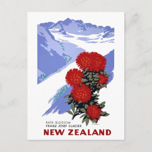 Neuseeland Rata Blossom Vintage Travel Poster Postkarte (Vorderseite)