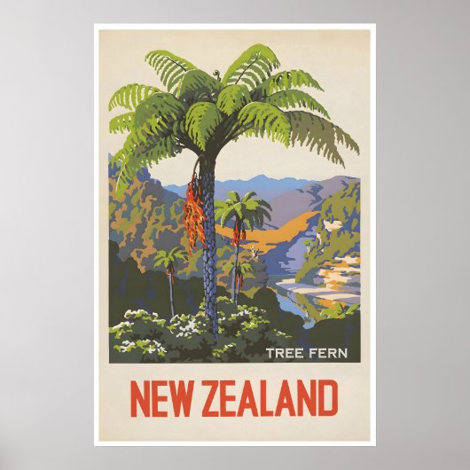 Neuseeland Reiseplakat Baumfarn Kunst Marcus Poster (Vorne)