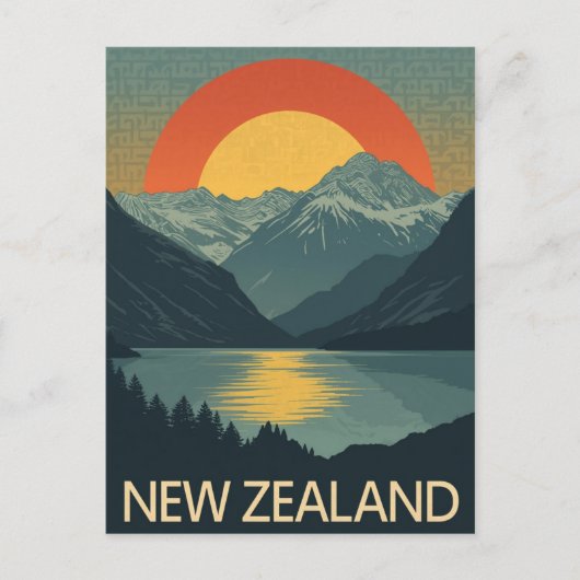 Neuseeland Retro Postkarte (Vorderseite)
