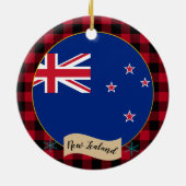 Neuseeland, Rotes Büffel kariert & Neuseeland Flag Keramik Ornament (Hinten)