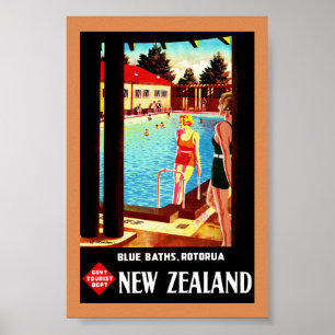 Neuseeland Rotorua Vintage Poster Restauriert