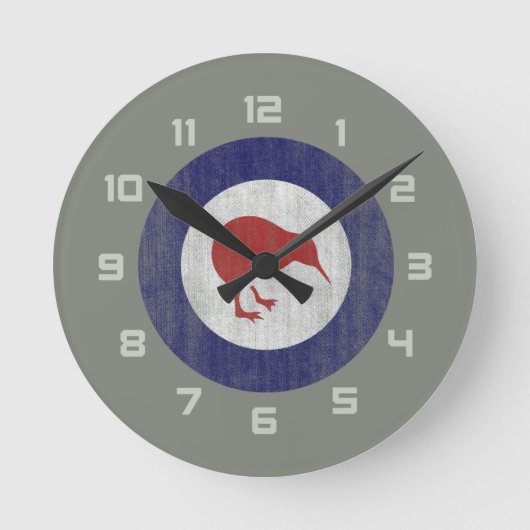 Neuseeland roundel runde wanduhr (Vorderseite)