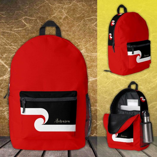 Neuseeland, Rucksack, Maori Flag, Wave / Surf Bedruckter Rucksack