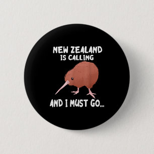 Neuseeland ruft Kiwi-Vogel-Wildtier Button