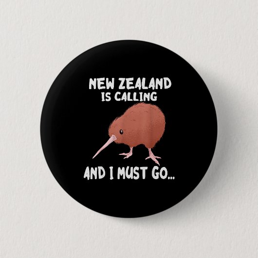 Neuseeland ruft Kiwi-Vogel-Wildtier Button (Vorderseite)