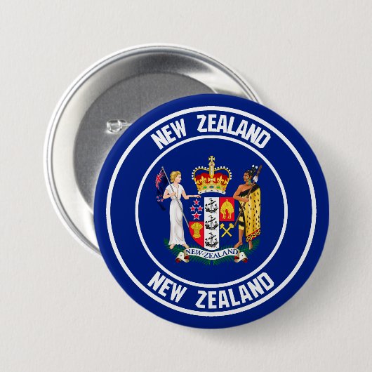 Neuseeland-RundEmblem Button (Vorne & Hinten)