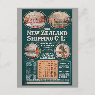 Neuseeland-Schifffahrtsgesellschaft Vintage-Plakat Postkarte