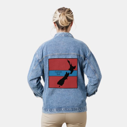 NEUSEELAND - SCHWARZER, BLAUER KUSTOM-TEXT JEANSJACKE (Modell)