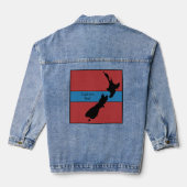 NEUSEELAND - SCHWARZER, BLAUER KUSTOM-TEXT JEANSJACKE (Rückseite)