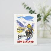 Neuseeland Sheep Droving Vintage Poster 1930er Postkarte (Stehend Vorderseite)