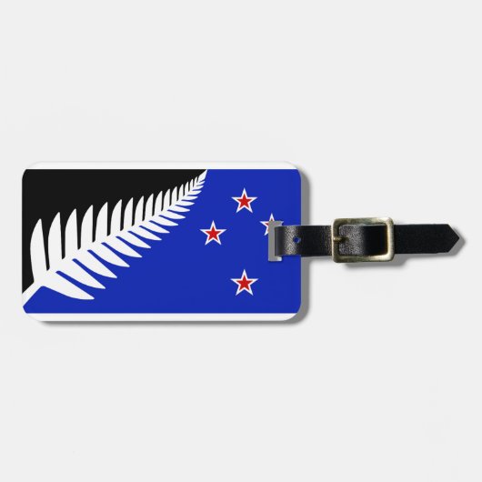 Neuseeland Silberfahne Gepäckanhänger (Vorderseite horizontal)