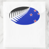 Neuseeland Silberfahne Ovaler Aufkleber (Tasche)