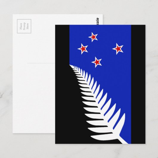 Neuseeland Silberfahne Postkarte (Vorne/Hinten)