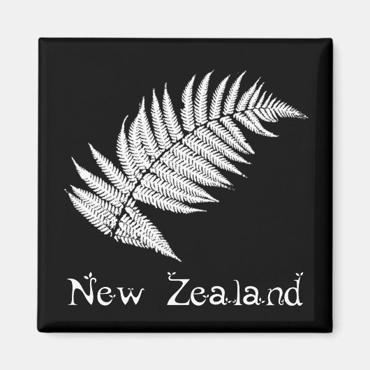 Neuseeland Silberfarn Quadrat Magnet (Vorne)