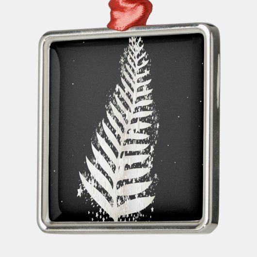 Neuseeland SIlver Fern Christmas Tree Silbernes Ornament (Links)