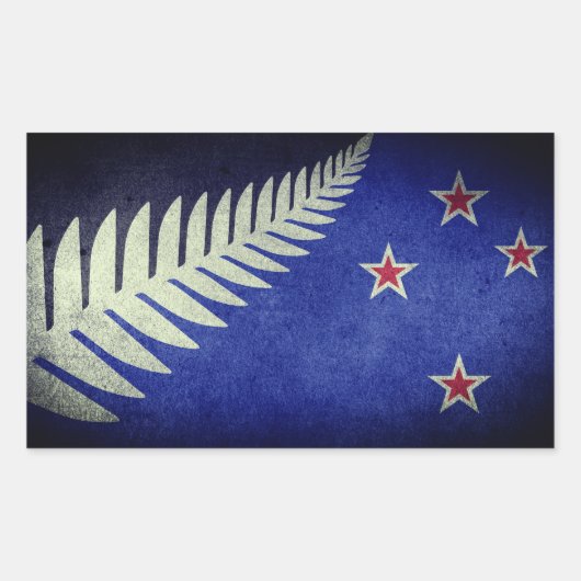 Neuseeland Silver Fern Rechteckiger Aufkleber (Vorderseite)