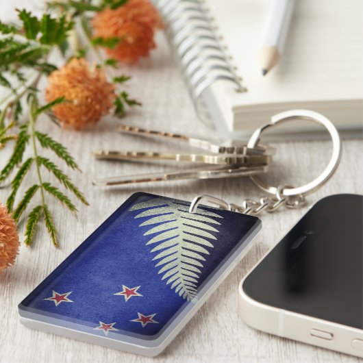 Neuseeland Silver Fern Schlüsselanhänger (Vorderseite rechts)