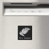 Neuseeland Silver Fern Square Magnet (In Situ (Geschirrspüler))