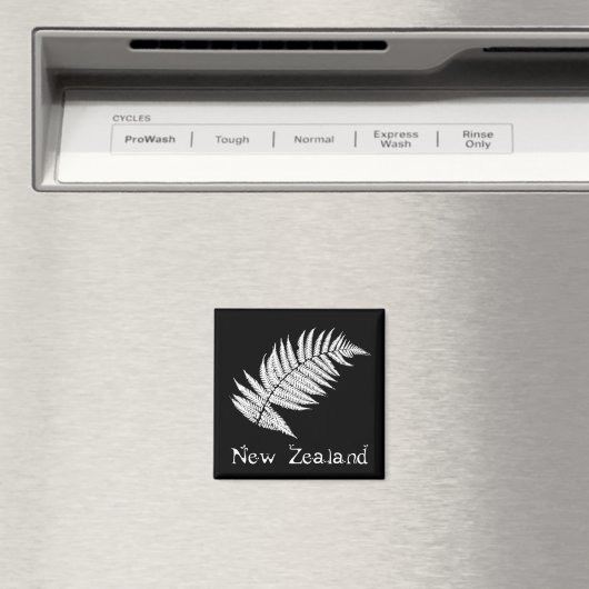 Neuseeland Silver Fern Square Magnet (In Situ (Geschirrspüler))