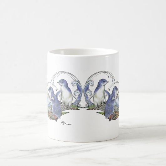 Neuseeland Souvenir Blue Penguin zeichne Kaffeetasse (Mittel)