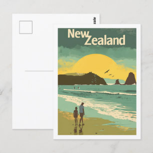 Neuseeland Strand Vintage Berühmter Reiseort Postkarte