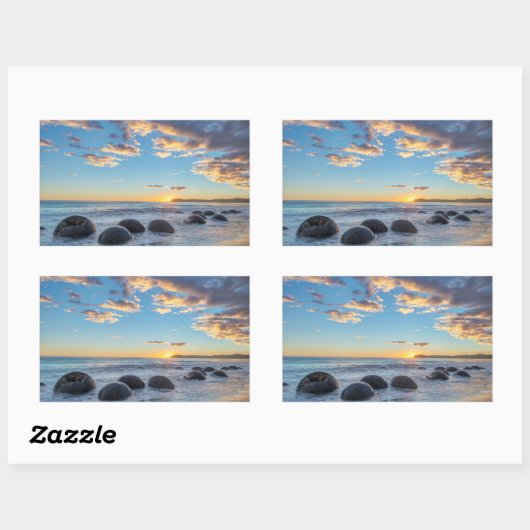 Neuseeland, Südinsel, Moeraki Boulders Rechteckiger Aufkleber (Blatt)