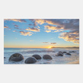 Neuseeland, Südinsel, Moeraki Boulders Rechteckiger Aufkleber (Vorderseite)