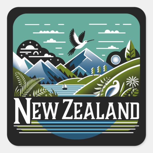 Neuseeland Südpazifik Quadratischer Aufkleber (Vorderseite)