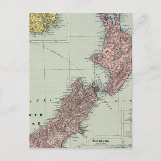 Neuseeland, Tasmanien, Fidschi Postkarte (Vorderseite)