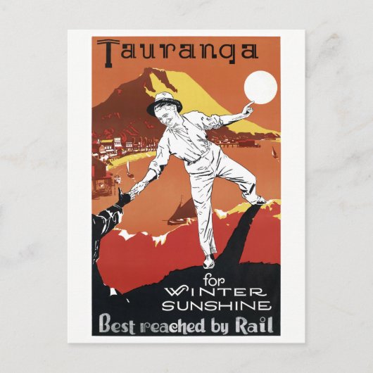 Neuseeland Tauranga Vintage Poster restauriert Postkarte (Vorderseite)