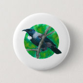 Neuseeland Tui - Malerei in Acryl Button (Vorderseite)