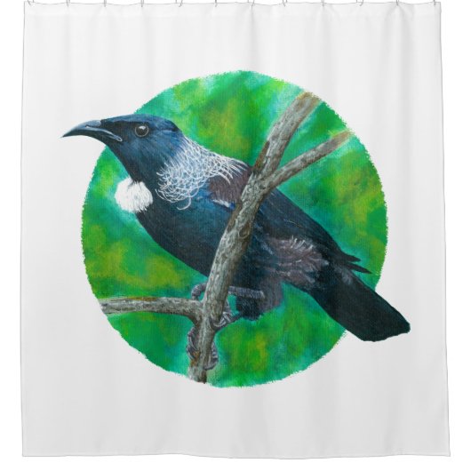 Neuseeland Tui - Malerei in Acryl Duschvorhang (Vorderseite)