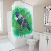 Neuseeland Tui - Malerei in Acryl Duschvorhang (Beispiel)