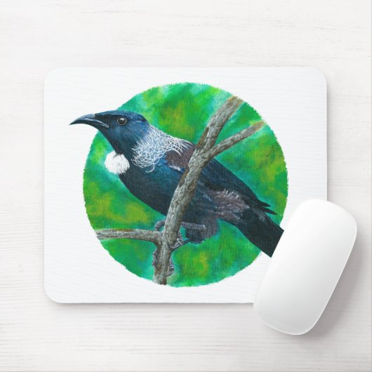 Neuseeland Tui - Malerei in Acryl Mousepad (Mit Mouse)