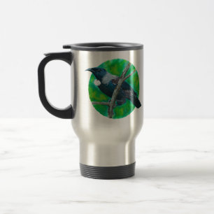 Neuseeland Tui - Malerei in Acryl Reisebecher
