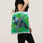 Neuseeland Tui - Malerei in Acryl Tasche (Von Nahem)