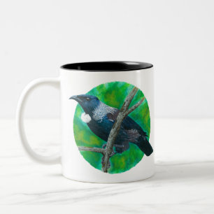 Neuseeland Tui - Malerei in Acryl Zweifarbige Tasse